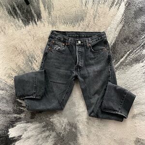 EUC Levi Strauss Original Riveted 501 Denim Jeans, Black, Size 30x32